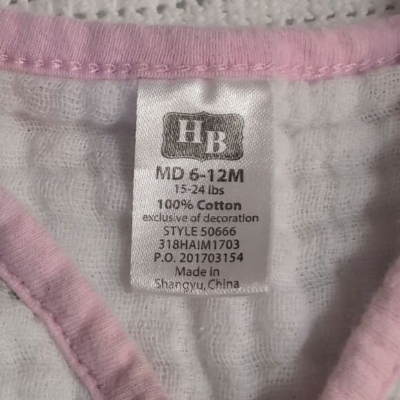 Hudson Baby Medium 6-12 months White and Pink Cotton Zippered Sleep Sacks - Picture 4 of 11